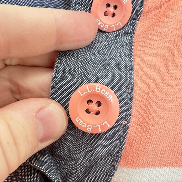 L.L. Bean Womens Soft Cotton Rugby Henley Collar Long Sleeve Pink Coral Petite S - Picture 8 of 8
